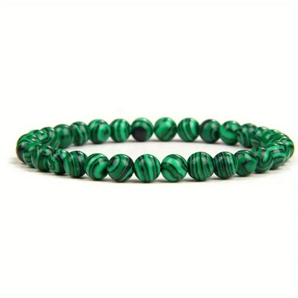 Exquisite Malachite Natural Stone Beads Bracelet (SKU #0356)